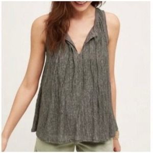 Meadow Rue Anthropologie Women's Pleated‎ Swing Tank Top Olive Green Size XS